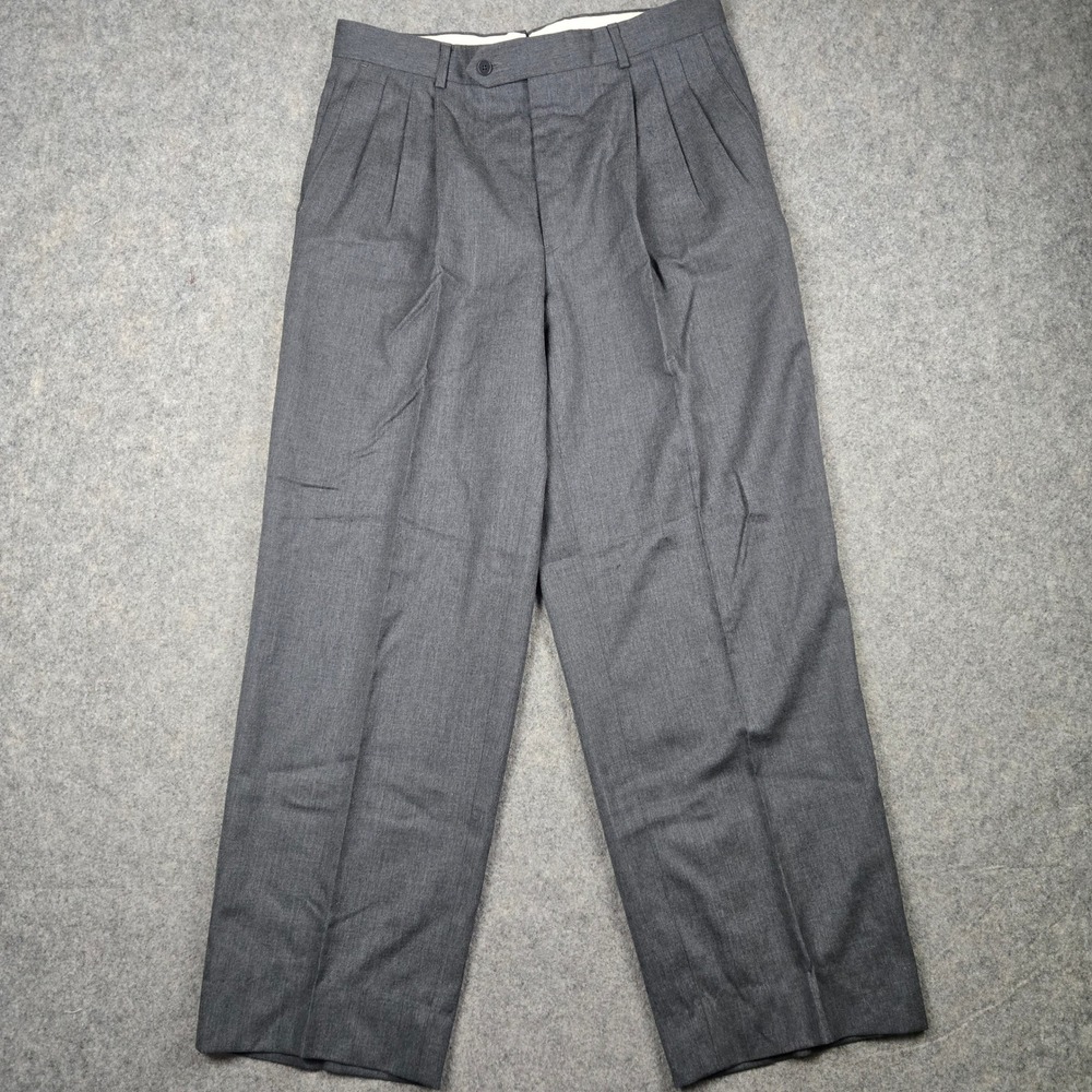 Vintage Monsieur Givenchy Dress Pants Mens 34R Gray Pleated Front Made in USA